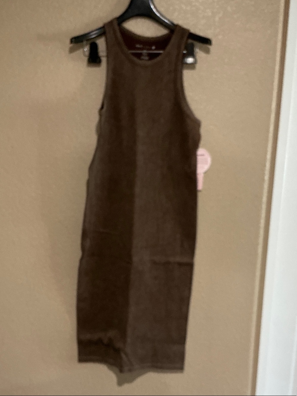 Crave Fame Brown Ribbed Sleeveless Midi Dress